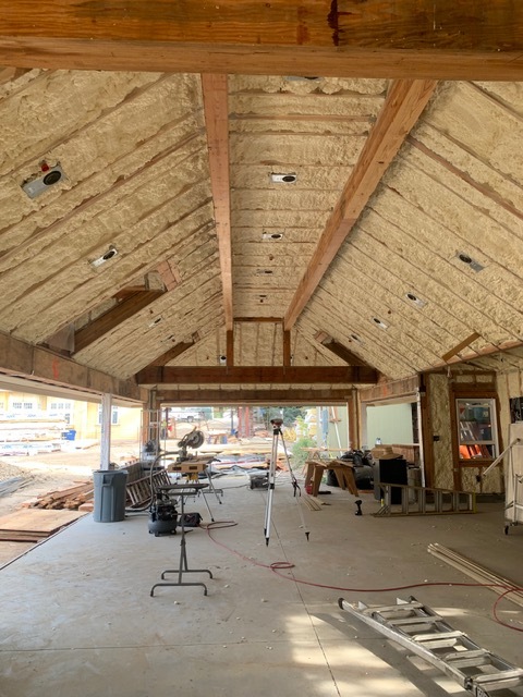 Vaulted wood ceiling framing